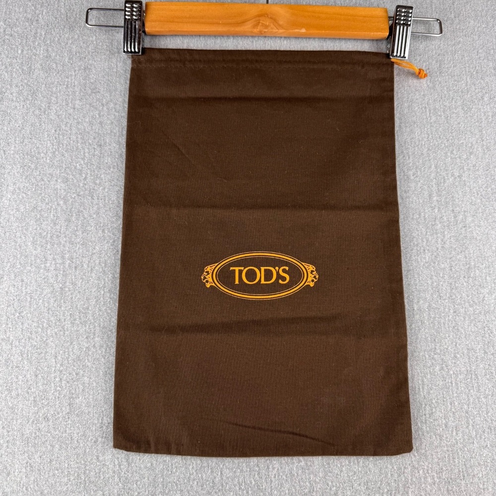 Tods Brown Drawstring Dust Bag Storage Pouch Shoe‎ Bag 10x14 Authentic Y2K